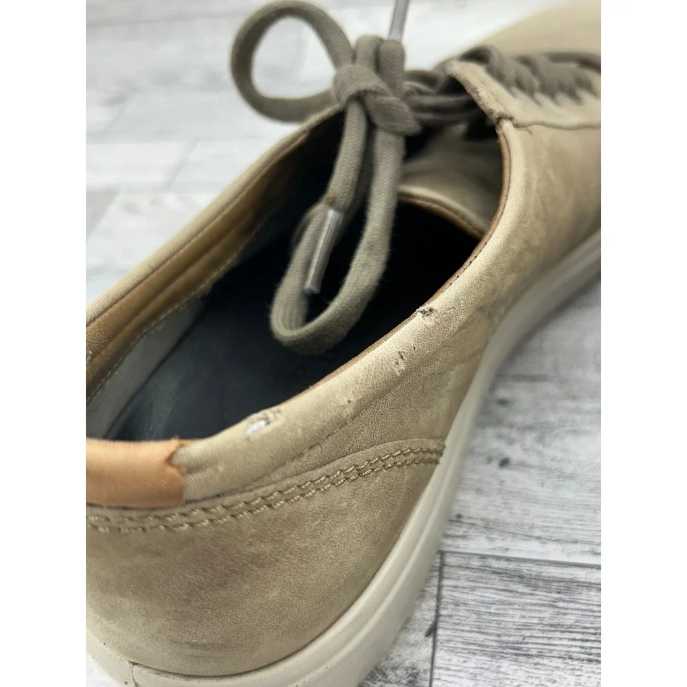ECCO Men's Casual Sneakers Taupe Leather Lace Up Comfort Size 11 EU‎ 45